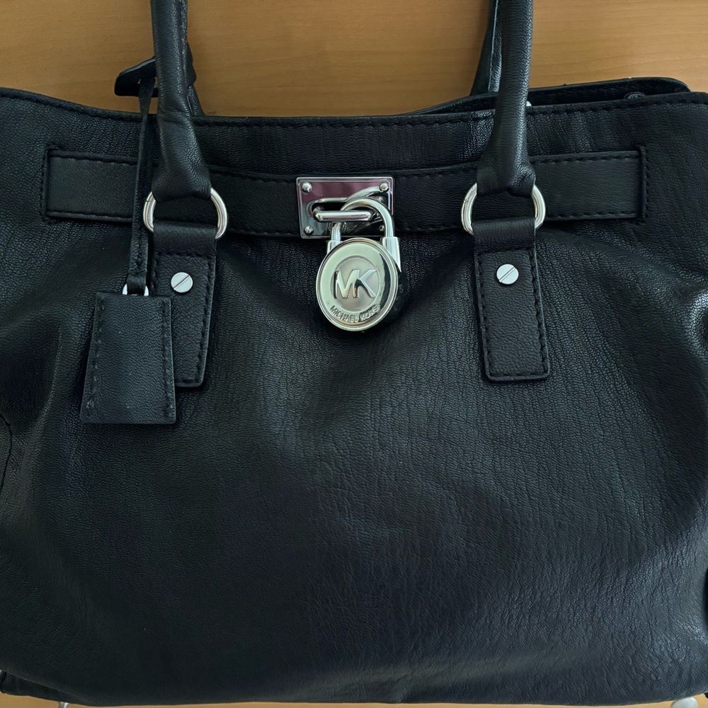 Michael Kors Black Leather Hamilton Bag